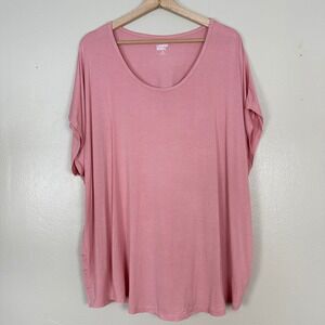 Lands' End Women's 3X Short Sleeve Scoop Neck T-Shirt Pink Relaxed NWOT